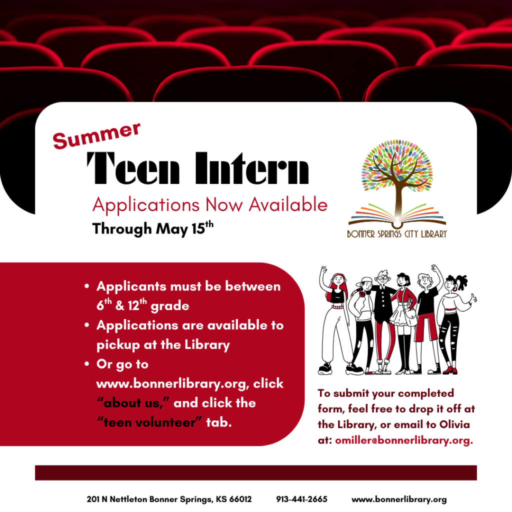 Summer Teen Intern applications now available through May 15th