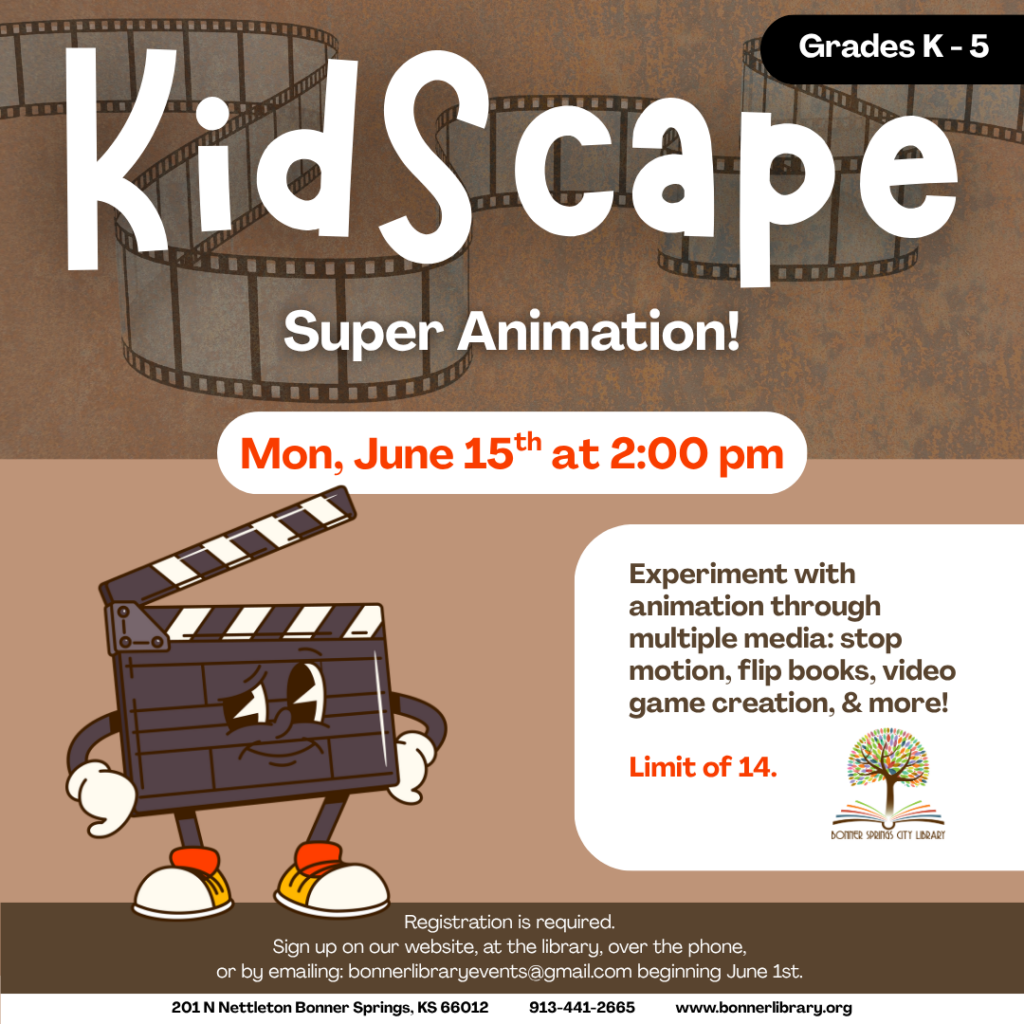 Kidscape Super Animation! Monday, June 15th at 2:00 pm