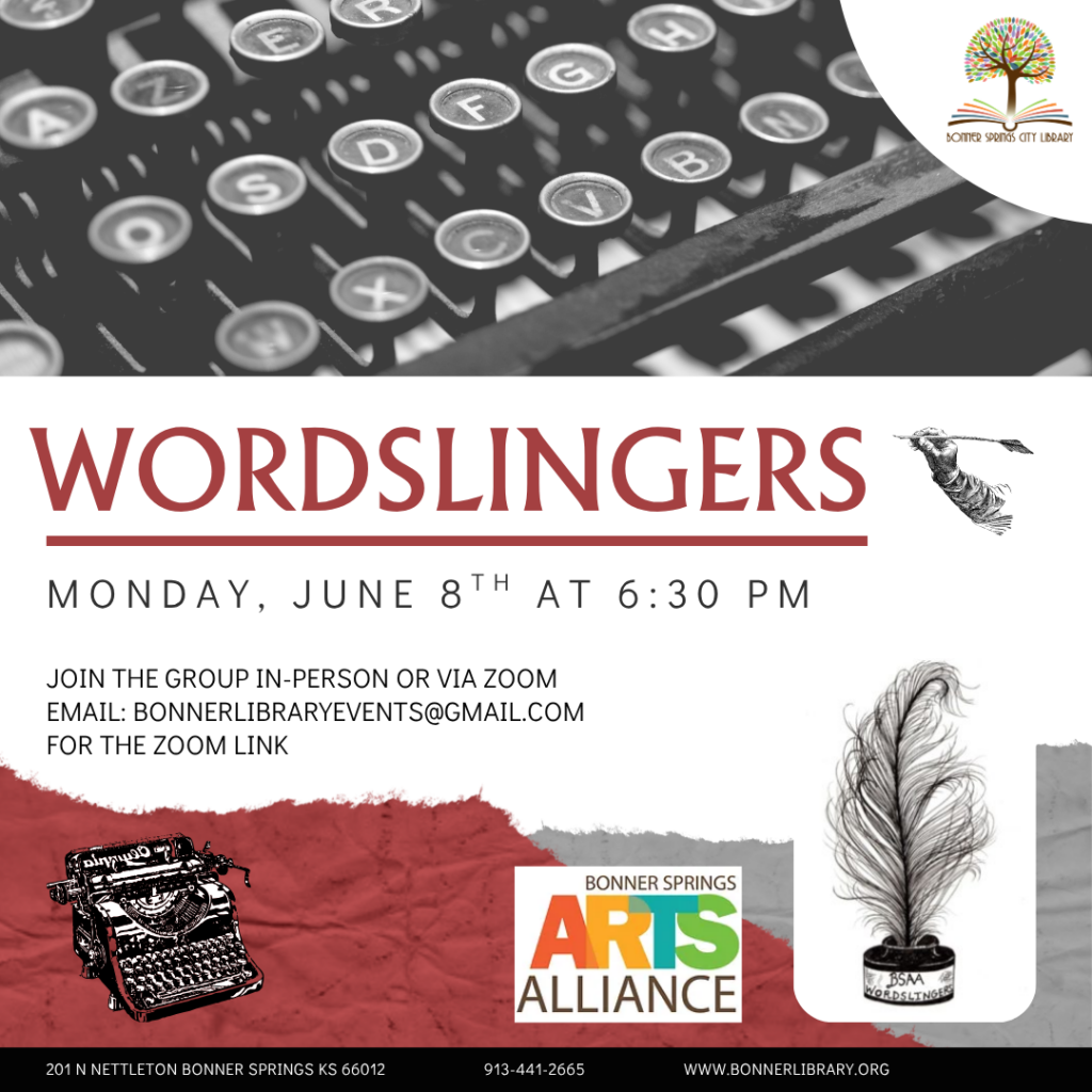 Wordslingers Monday June 8th at 6:30 pm