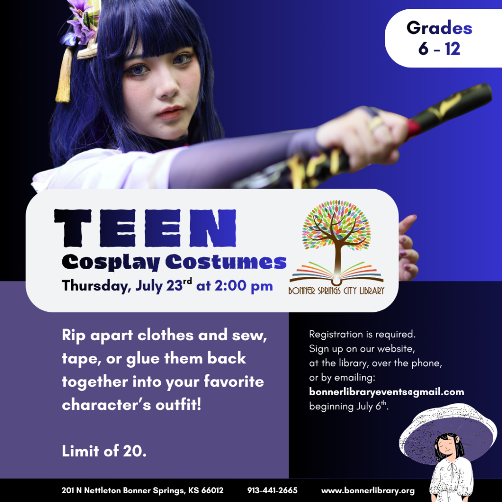 Teen Cosplay Costumes Thurs July 23rd at 2:00 pm