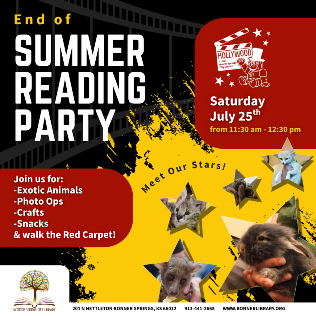 End of Summer Reading Party July 25th from 11:30 am to 12:30 pm