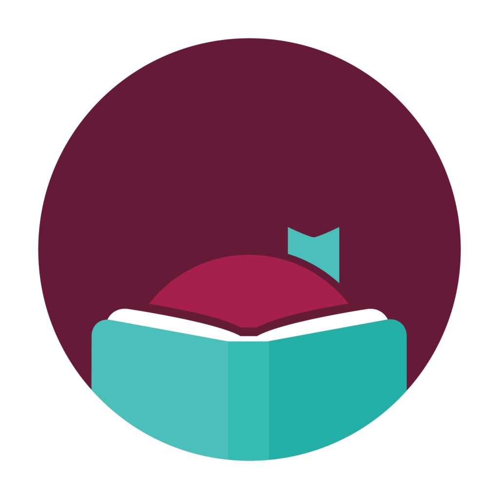 Libby logo girl reading blue book