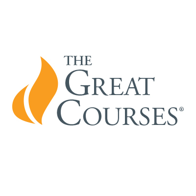 great courses logo white with yellow flame
