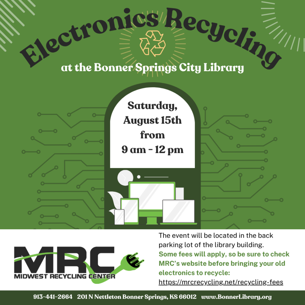 Electronics recycling on Saturday August 15th from 9 - 12 pm