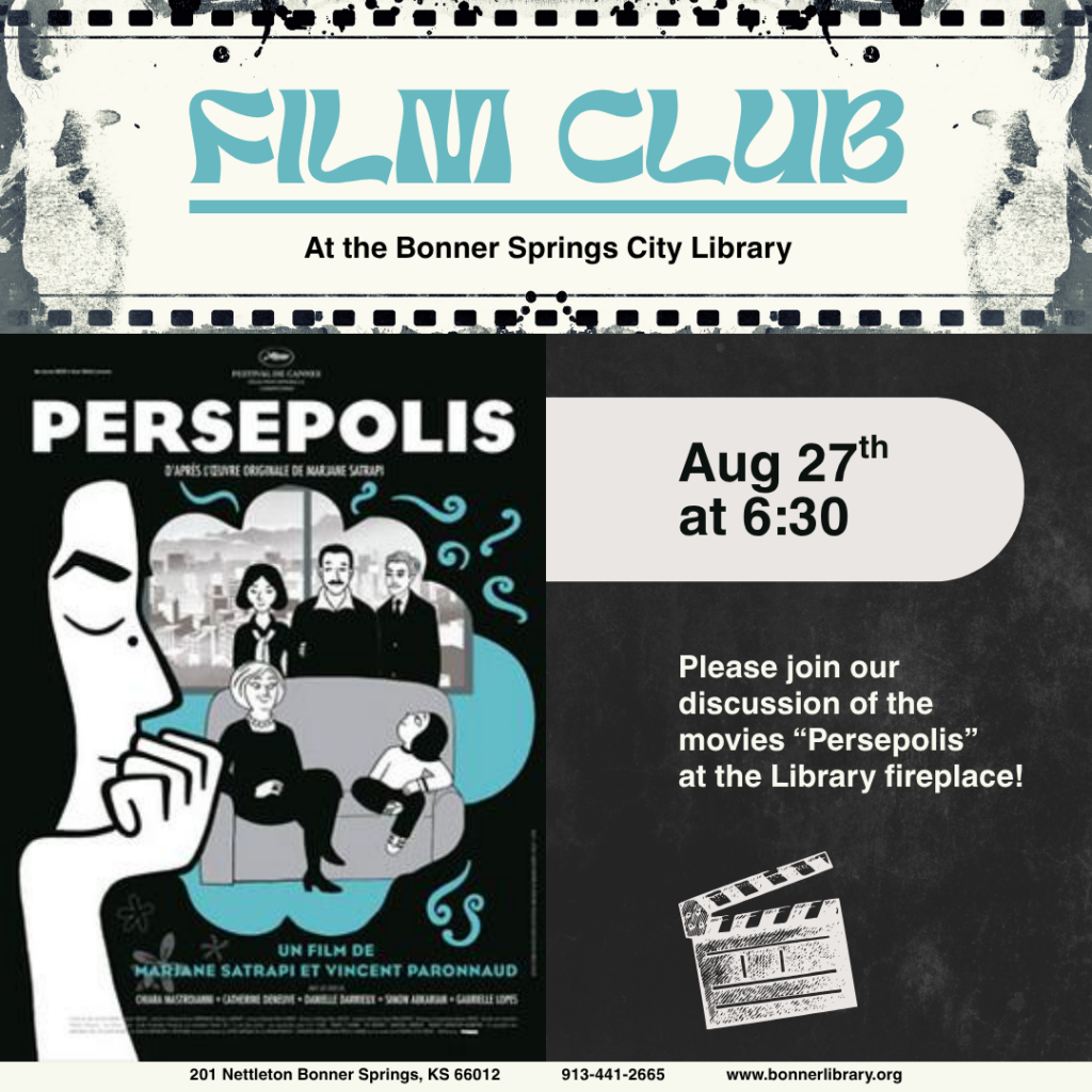 Film Club on August 27th at 6:30 pm