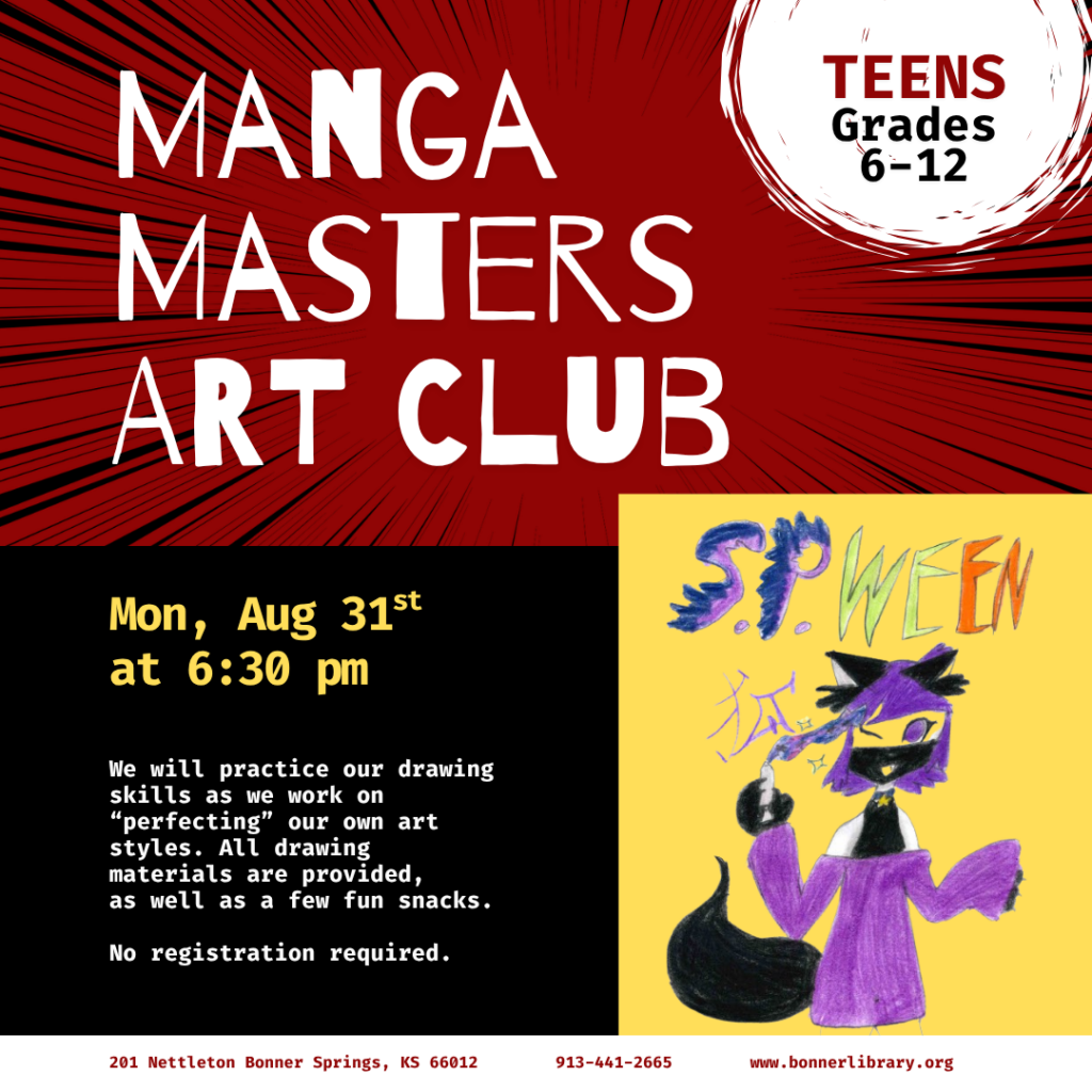 Manga Masters Art Club August 31 at 6:30 pm