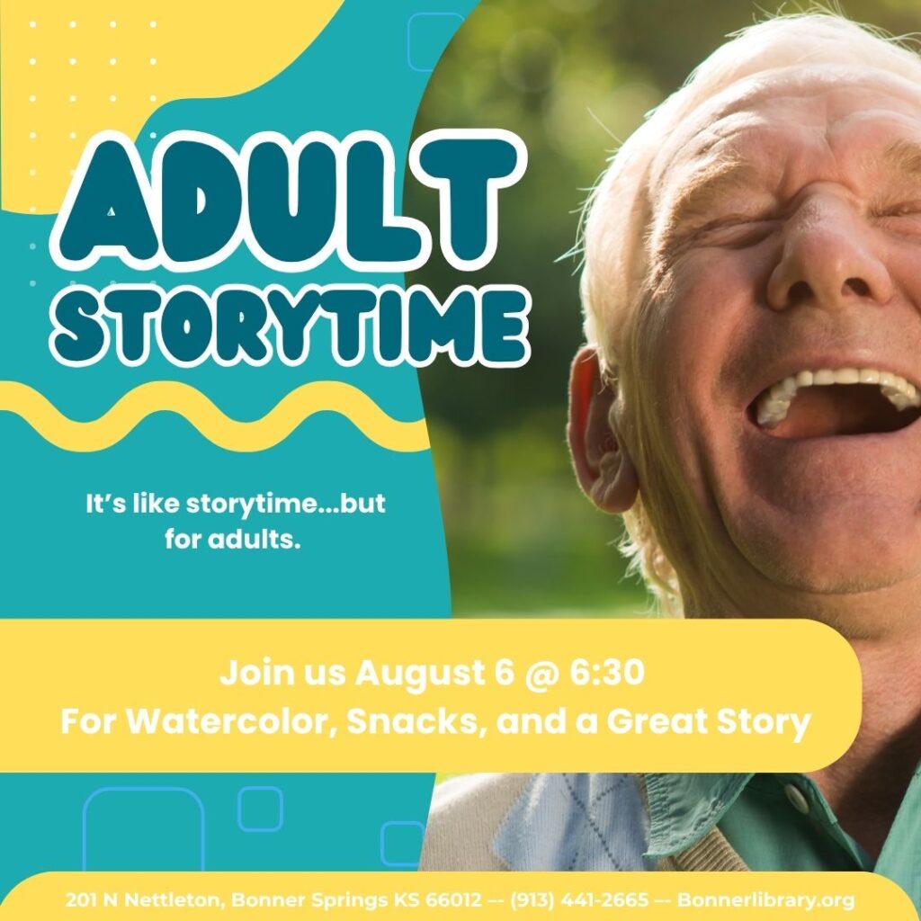 Adult Storytime on August 6 at 6:30 pm