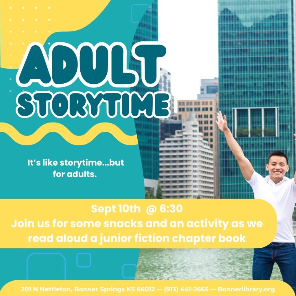 Adult Storytime on September 10th at 6:30 pm