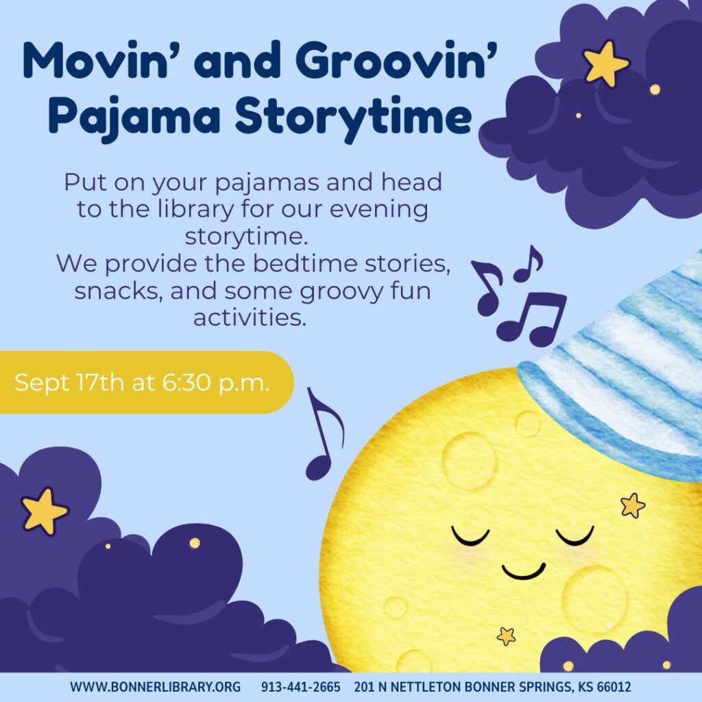 Movin' and Groovin' Pajama Storytime September 17th at 6:30 pm