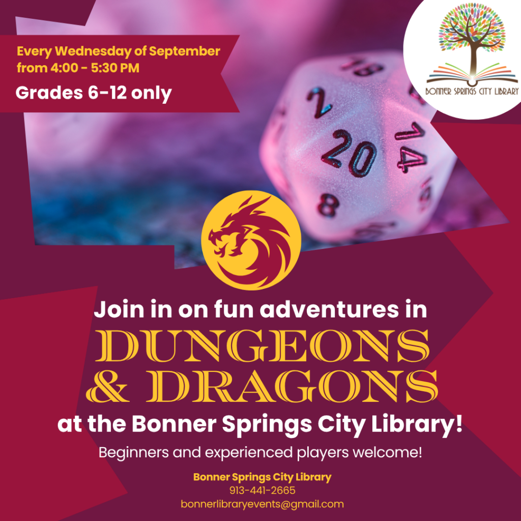 Dungeons & Dragons from 4:00 - 5:30 pm in September