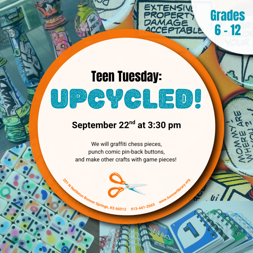 Teen Tuesday Upcycled September 22nd at 3:30 pm