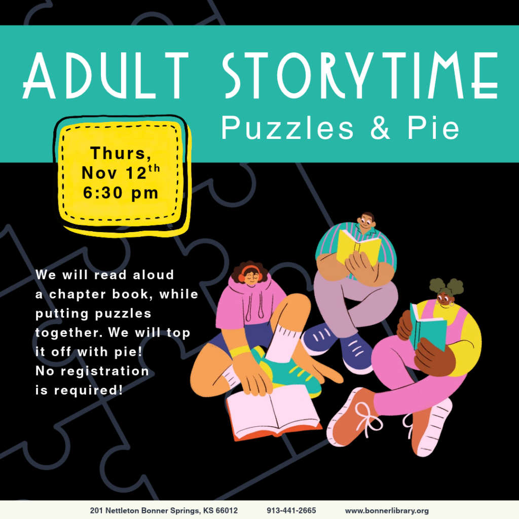 Nov 12th adult storytime puzzles and pie