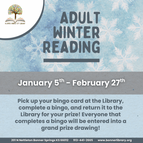 Adult winter reading begins January 5 through February 27